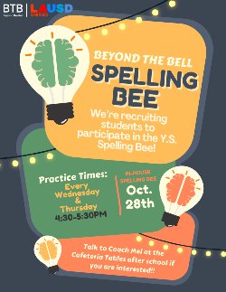 Beyond the Bell - Spelling Bee | Gaspar de Portola Charter Middle